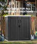 Weatherproof Outdoor Storage Cabinet With Locking Door For Patio Tools And Lawn Gear Waterproof Plastic Shed With 15 Cu Ft Capacity 2 Adjustable Shelves Dark Gray Durable Outdoor Storage Box For Garden Backyard And Deck