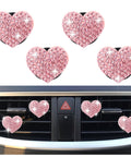 Heart Shaped Car Vent Clips With Rhinestones Bling Air Vent Decorations For Cars Trucks And SUVs Pink 4 Pack on car vent