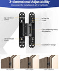 6 Inch Invisible Door Hinges For Doors 3D Adjustable 180 Degree Swing Heavy Duty Concealed Zinc Alloy 88 Lbs Load Capacity Per Pair Sleek Matte Black Finish 2 Pack By Polar Tangro front view