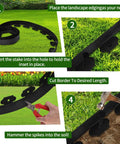 Instruction steps for No Dig Lawn Edging Kit 40 Ft Landscape Border with stakes installation in garden setting.