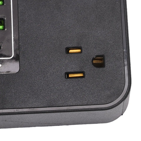 Close-up view of Game Changer Smart Power Strip Surge Protector With 12 AC Outlets 4 USB And 2 USB C Ports, showing AC outlet slots.