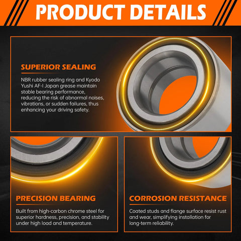 Front Wheel Bearing Front Left Or Right Replacement For Ford C Max 2013 2018 Escape 2013 2019 Focus 2012 2018 Transit Connect 2014 2023 And Lincoln MKC 2015 2019 510110 Compatible Easy Fit showing construction details