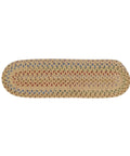 Stair Treads 8 By 28 Neutral Natural Set 13 Handcrafted In USA Wool Polypropylene Blend Textured And Durable For Cozy Steps With Easy Install Dope Non Slip Surface And Rhode Island Made Craftsmanship, showing the full oval shape and braided texture.