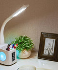 7 In 1 Study Desk Lamp With USB Charging, 256 Color Changing Base, Pencil Holder, Clock, Calendar, LCD Screen, Reading Light