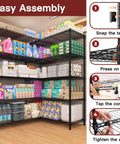 72 Inch Wide Wire Shelving Rack, Heavy Duty 1750 Lbs Capacity, 16 Inch Deep, 76 Inch High, L Shaped Storage Shelves For Garage, Warehouse, Pantry, Basement Organization, easy assembly steps