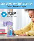 Child with Kids Stainless Steel Water Bottle With Straw And Lid, 12 Ounce Vacuum Insulated Keeps Drinks Cold Up To 12 Hours, Frozen 2 Design