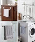 Adhesive Towel Bar 12 Inch Brushed Stainless Steel No Drill Stick On Bath Rack Easy Install Holds Strong On Smooth Surfaces in use