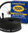 Self Sealing 700C Inner Tube With Butyl Rubber For MTB Riders Easy Install Puncture Resistant Low Rolling Resistance Durable Tube For 35 Or 43C Tire Widths shown with box and wheel