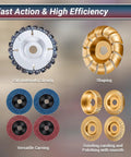 14 Piece Wood Carving Disc Set For Four Inch And Four And A Half Inch Angle Grinders With Seven Eighths To Five Eighths Inch Arbor showing various discs