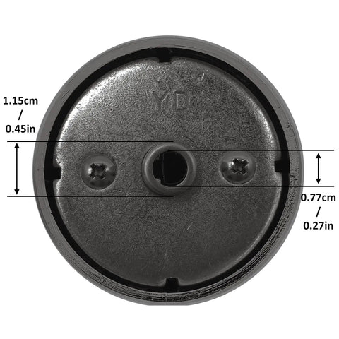 Back view of Premium 5 Pack Black Stainless Gas Range Knobs Replacement For High End Ovens And Stoves Direct Fit Easy Install