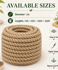 Heavy Duty 1 Inch Manila Jute Rope 100 Feet Natural Thick Hemp Rope For Crafts Nautical Decor Railings Hammocks And Outdoor Projects All Weather Ready 1080 Lbs Breaking Strength