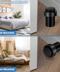30 Pack Black Stainless Steel Door Stopper Floor Stops Cylindrical Rubber Bumpers for Bottom or Top of Doors, Wall Protector Durable Mounting Holders, Modern Decorative Door Accessories for Home Office and Commercial Use installed.
