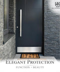 Door Kick Plate With Magnetic Mount, Anodized Aluminum In Satin Nickel Finish, 8x34 Inches on dark exterior door