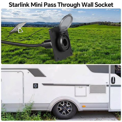 Aluminum Wall Pass Through Kit For RV And Boat Waterproof 12V 5A 60W DC Female Socket Connector on camper