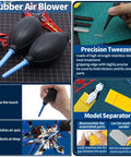 40 Piece Model Tools Kit with rubber air blower and precision tweezers for Gundam building and repair.