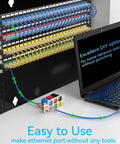 Cat6 Keystone Coupler 24 Pack Female to Female Ethernet Jack for Wall Plate and Patch Panel, shown in DIY network setup