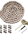 25H 132 Link Roller Chain Kit With Chain Breaker For Razor MX500 MX650 SX350 SX500 SX650 shown with master links and breaker tool