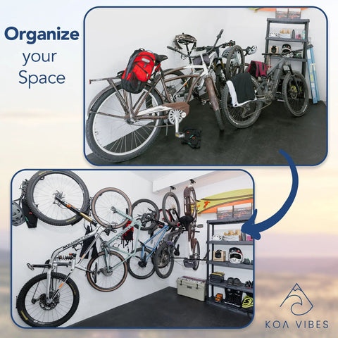 Swivel Bike Wall And Ceiling Mount With Gear Hooks For Garage Storage, Heavy Duty Bike Rack That Holds Road Mountain E Bike And More Up To 60 Lbs