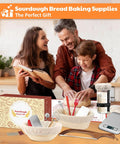 Family baking with Complete Sourdough Baking Kit With Scale And Banneton Proving Baskets, perfect for beginners.