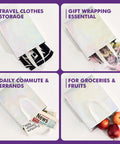 Iridescent Gift Bags With Handles 8x4x10 Inch Holographic Reusable Gift Bags Medium Size Blingy For Birthday Parties Christmas Weddings Holidays Valentines And Party Favors used for various purposes like travel storage, gift wrapping, commuting and groceries.