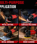 Cordless 21V Angle Grinder Kit With 4 Point 5 Inch Disc Brushless Motor 180 Degree Rotating Body Paddle Switch Includes 2X 4.0Ah Batteries And Charger For Metal Cutting Grinding And Polishing In Tight Spaces, metal cutting and wood sanding