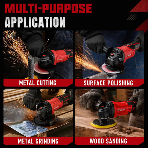 Cordless 21V Angle Grinder Kit With 4 Point 5 Inch Disc Brushless Motor 180 Degree Rotating Body Paddle Switch Includes 2X 4.0Ah Batteries And Charger For Metal Cutting Grinding And Polishing In Tight Spaces, metal cutting and wood sanding