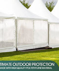 Clear PVC Waterproof Tarp Cover, Built Tough As Nails 20 Mil Tarpaulin With Rustproof Brass Grommets protecting outdoor tents