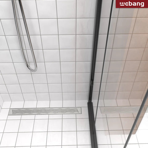 36 Inch Linear Shower Drain With Wave Hole Pattern Grate Cover Rectangular Floor Drain Removable SUS304 Stainless Steel CUPC Certified Brushed Finish