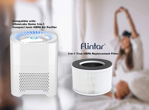 Replacement True HEPA Filter Set For hOmeLabs 4 In 1 Compact HEPA Air Purifier HME020020N AKJ050GE shown with air purifier