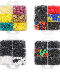 Massive 1240Pcs Car Retainer Clips And Fasteners Kit With 32 Universal Sizes Nylon Bumper Fender Rivets organized in clear boxes