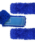 Grab These 24 Inch Microfiber Dust Mop Head Replacements In A Smooth Medium Build As A Heavy Duty 3 Pack with blue fibers.