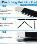 23 inch long metal foldable applicator for 120ml Pure Silicone Treadmill Belt Lubricant, features sponge and stainless steel.