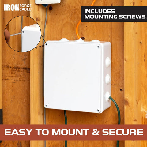 Mounted Outdoor Electrical Box 8x8x3.2 Inches White Waterproof IP65 ABS Plastic Drillable Cover with accessories