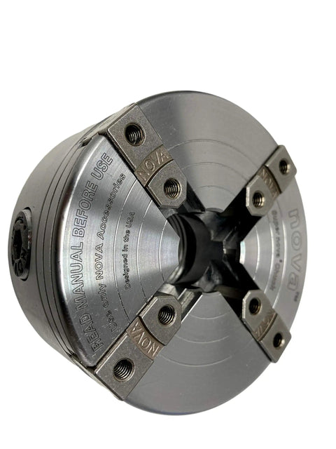 Supernova 2 Lite Wood Lathe Chuck Bundle With 2 Inch Jaw Set Insert Version ILNS silver metal lathe chuck close view