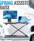 Ergonomic Standing Desk Converter With Quick Height Adjustment, 25.16 Inch Wide By 15.75 Inch Deep, home office setup, black