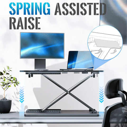 Ergonomic Standing Desk Converter With Quick Height Adjustment, 25.16 Inch Wide By 15.75 Inch Deep, home office setup, black