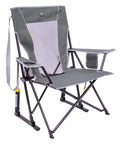 Comfort Pro Rocker Outdoor Rocking Chair With Built In Beverage Holder, durable nylon and metal frame, side view