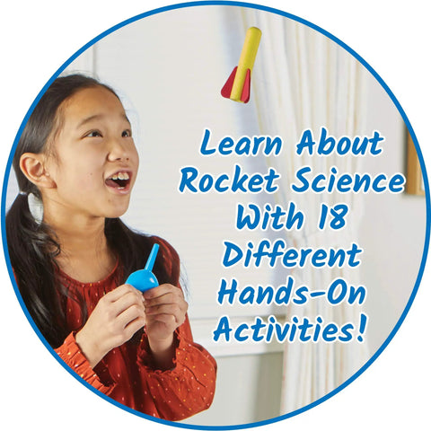 Girl using Take Flight Science Lab Kit For Kids Ages 5 To 7 18 Hands-On STEM Activities, Foam Rockets, Weather And Rocketry Experiments