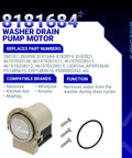 Askoll M75 Washer Drain Pump Motor Replacement For Front Load Washers with included parts on promotional packaging