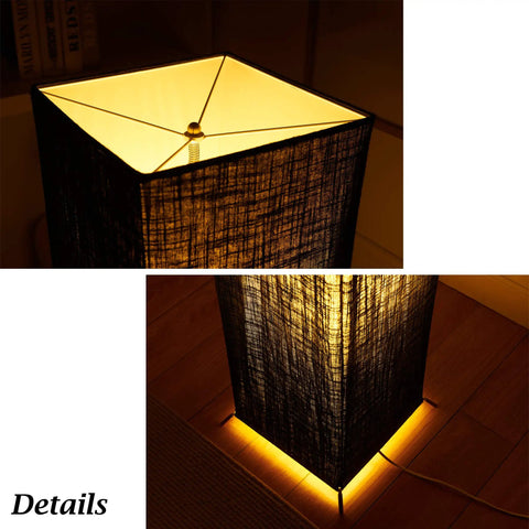 Details of Modern Floor Lamp With Color Changing RGB Bulbs, Dimmable Smart Lighting, Black Linen Shade, Square Light