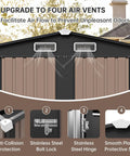 Rugged Metal Storage Shed With Sloping Roof For Backyard And Patio showing air vents and stainless steel features