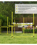 Four Piece Adjustable Dog Agility Jump Set Training Kit with Portable Carry Bag For All Sizes Easy Height Adjustments Park Ready Outdoor Practice Yellow in garden