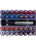 33 Piece Tamper Proof Security Bit Set With One Quarter Inch Hex Bit Holder Includes Torx Hex Tri Wing Spanner And Star