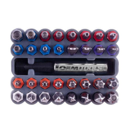 33 Piece Tamper Proof Security Bit Set With One Quarter Inch Hex Bit Holder Includes Torx Hex Tri Wing Spanner And Star