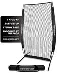 Portable Baseball And Softball Practice Net For Pitching And Hitting With I Screen Shield Pop Up Batting Cage Net Easy Two Minute Setup Backyard Outdoor Training Protects From Errant Throws For Right Or Left Handed Pitchers 7 Foot