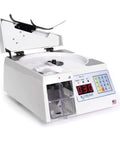 Rx-4 Automatic Pill Counting Machine Compact Digital Tabletop Pharmaceutical Counter with open lid and LED display.