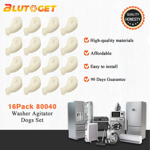 80040 Washer Agitator Dogs Kit 16 Pack Replacement For Whirlpool Kenmore KitchenAid Washers AP3119063 ABS plastic