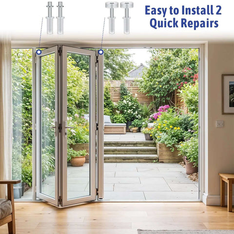 Open bifold patio door using Bifold Closet Door Hardware Kit With 16 Pieces Top Roller Guide Wheels And Top Pivots