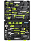 198 Piece Household Tool Set With Toolbox For DIY Home Repairs And Maintenance, SAE Hand Tools Kit With Durable Forged Steel Pliers, Screwdrivers And Wrenches For Quick Fixes, Green