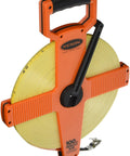 Open Reel Fiberglass Tape Measure With Dual Throat Rollers, 100 Meters, 5mm And 2mm Graduations, Rugged Crank Handle, Metal Reinforced